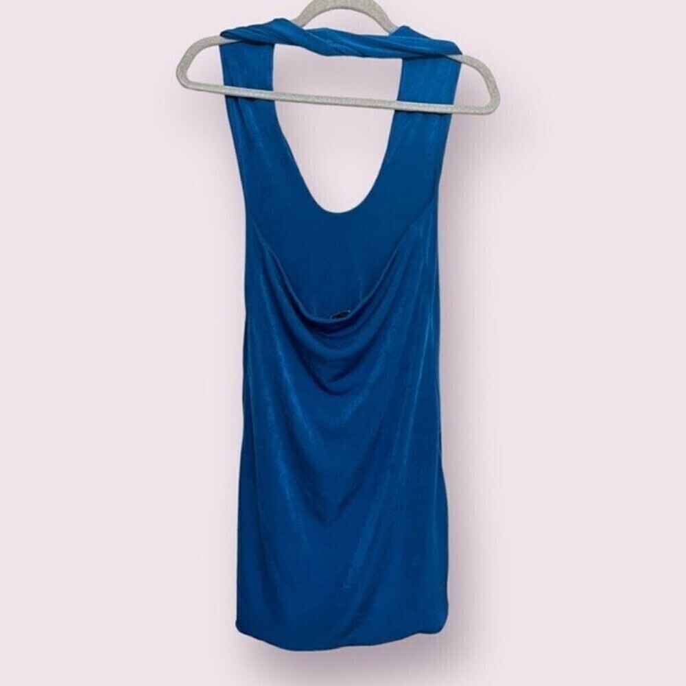 With Jean Lena Dress Electra Blue Mini Halter Bodycon Stretchy Womens Size Small - Picture 8 of 12